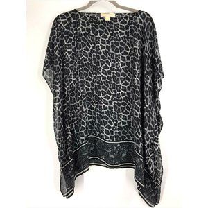 michael by michael kors blue leopard chiffon tunic size s/m, NWOT, $129